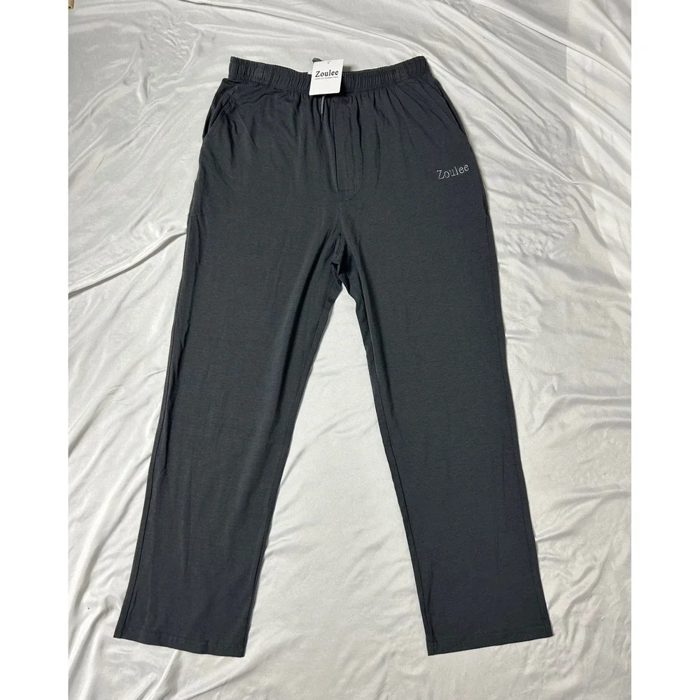 NWT Zoulee Mens Lounge Pants Charcoal Gray Cotton Blend Sweatpants Size L